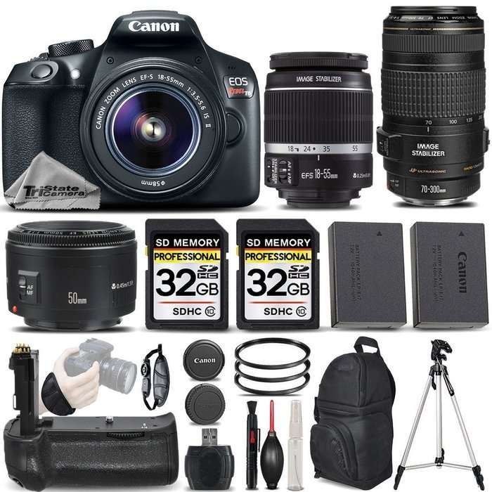 Canon EOS Rebel T6 DSLR Camera + Canon EF-S 18-55mm f/3.5-5.6 IS II Lens + Canon EF 70-300mm IS USM Lens + Canon... N3