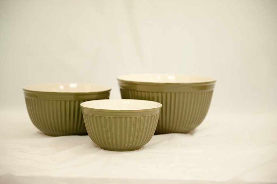 Simsbury Olive Mixing Bowls, 3 PCS Set