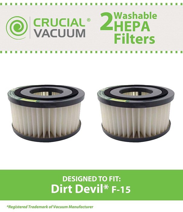 Dirt Devil F15 Washable HEPA Filter 2-Pack for ALL Dirt Devil Quick Vac Models; Compare to part #1-SS0150-000,... N2