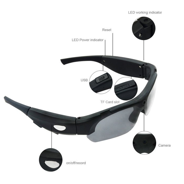 1080P Camera Sunglasses OldShark Sport Video DVR Eyewear Recorder Photo Taking with 8G Memory Card and 1 Pair... N12