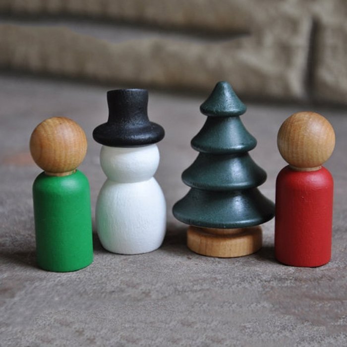 Phenovo Blank DIY Wooden Christmas Tree Peg Dolls Party Cake Toppers Pack of 10 N2