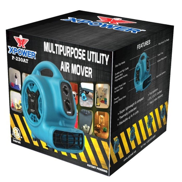 XPOWER P-230AT 1/5 HP 800 CFM 3 Speeds Mini Air Mover with 3-Hour Timer and Built-In Dual Outlets for Daisy Chain... N2