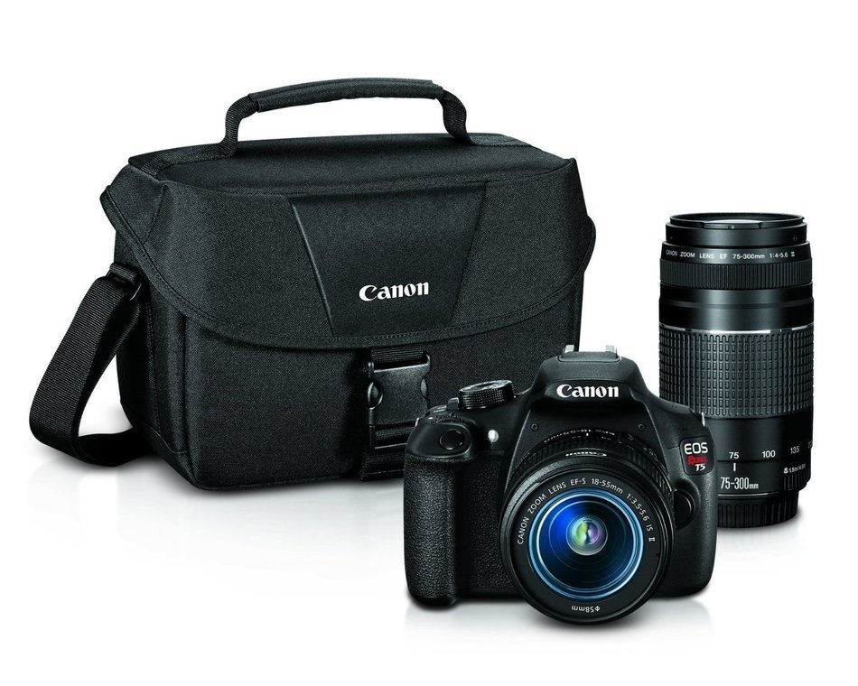 Canon EOS Rebel T5 Digital SLR Camera with EF-S 18-55mm IS II + EF 75-300mm f/4-5.6 III + Canon EF-S 55-250mm... N4
