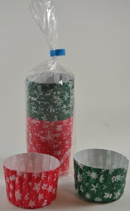 Red and Green Holiday Muffin Cupcake 3" Liners with Stars