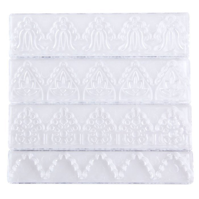 Chinatera 4Pcs Cake Fondant Frill Ribbon Embosser Sugar Craft Modelling Cutter Mold Decor Tool Set Decorating
