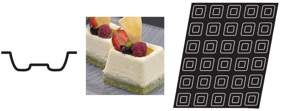 Flexipan 336343 Mini Square Savarin Nonstick Sheet Mold