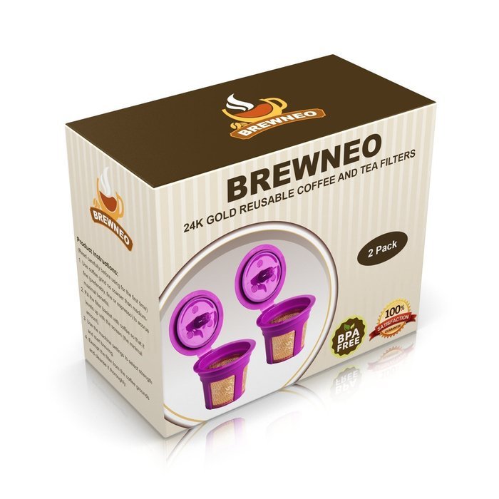 Brewneo - 2 Reusable K Cup Coffee Filters for Keurig 2.0 - K200, K300, K400, K500 Series and 1.0 Brewers - 24k... N5