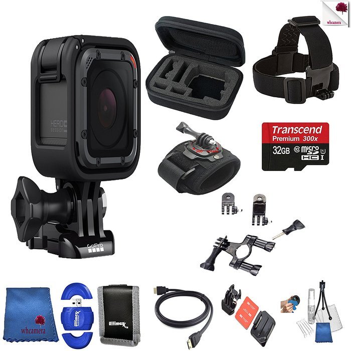 Gopro Hero 5 Session Biking Bundle Includes: Go Pro Hero5 Session + Case + Head Strap + 32 GB Memory Card + Bike...