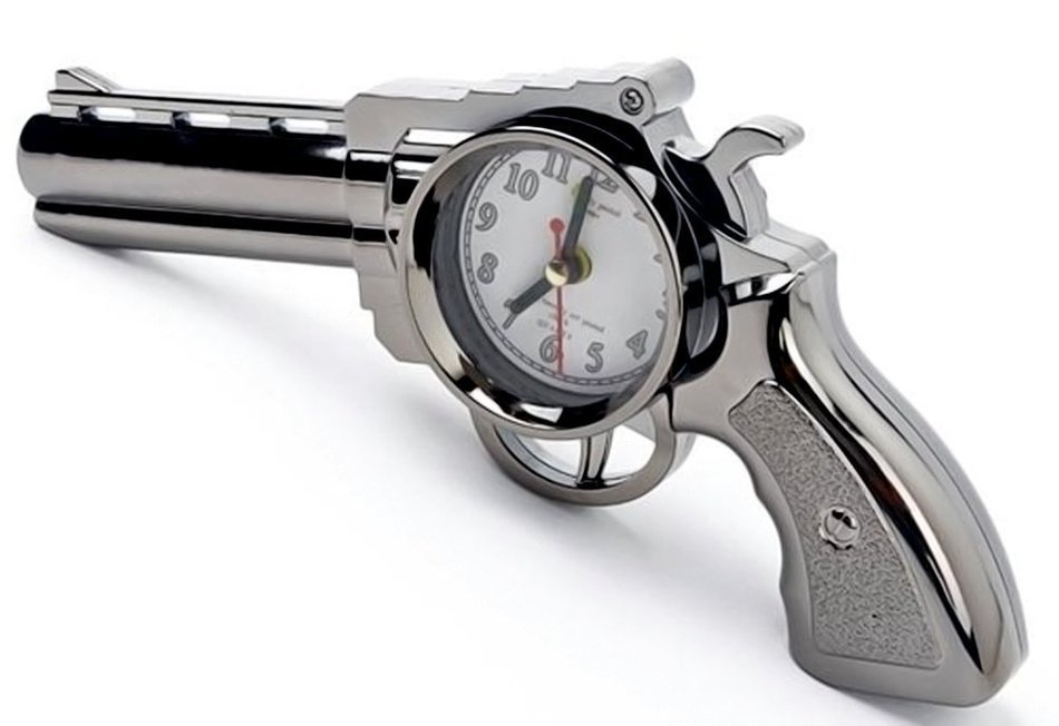 C-Pioneer Novelty Pistol Gun Shape Alarm Clock Desk Table Home Office Decor Gifts N3