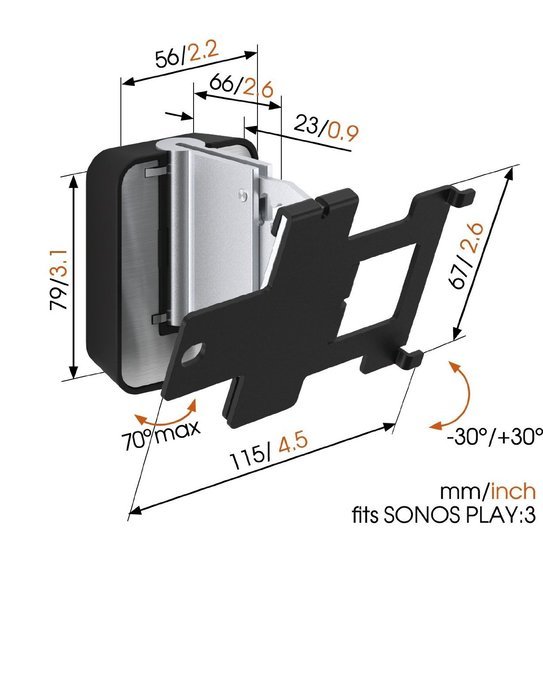 Vogel's SOUND series for SONOS, SOUND 4201W for SONOS PLAY 1, Wall Mount, White/Silver (single mount) N42