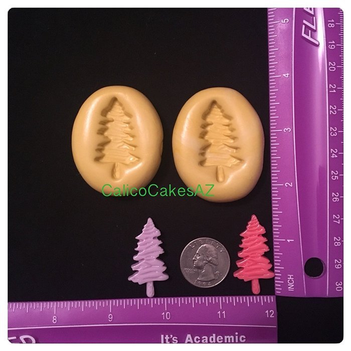 2 Christmas Tree Fondant Mold Set Chocolate Candy Gumpaste Soap Resin Clay