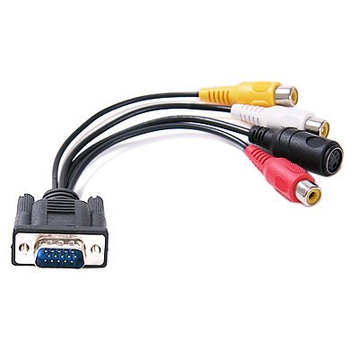 HDE VGA Adapter to TV S-Video RCA Out Cable for Computer PC Video to Television N3