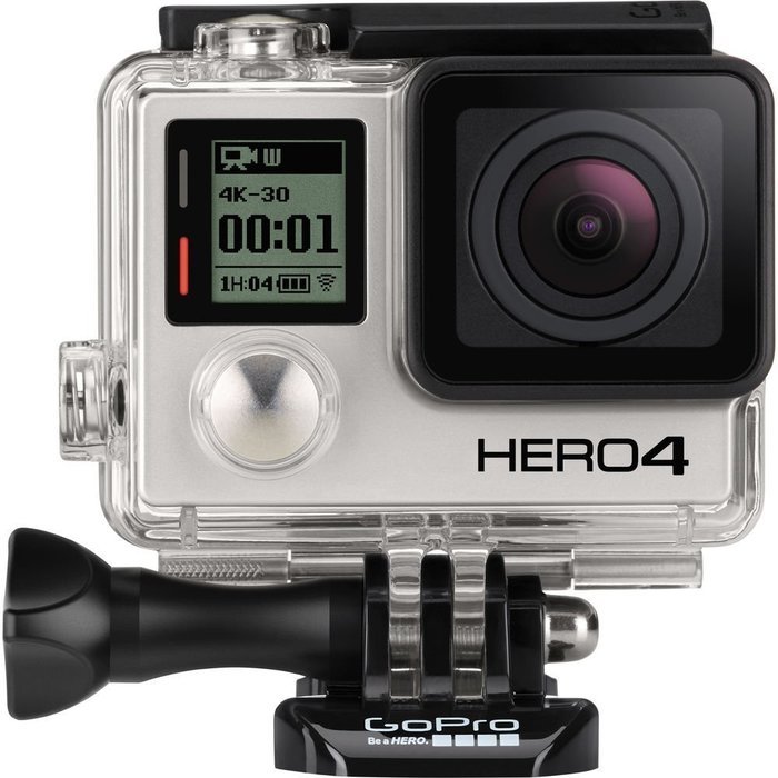GoPro Hero4 Hero 4 12MP Full HD 4K 15fps 1080p 60fps Built-In Wi-Fi Waterproof Wearable Camera Silver Adventure... N36
