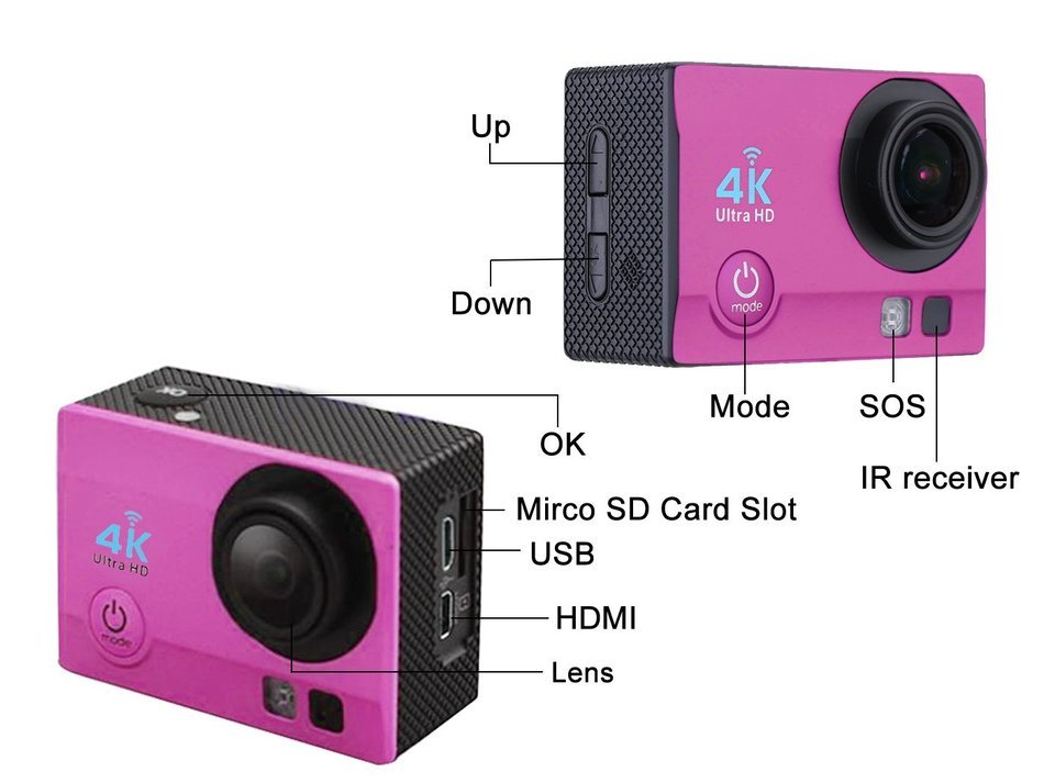 CXTX WIFI Wireless Mini 4K 30-Meter Waterproof Sports DV Full HD 2.0" LCD 170&deg; Wide Angle Lens Video outdoor camping... N2