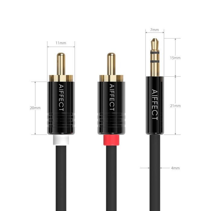 AIFFECT 6.6Ft 3.5mm to 2 RCA Stereo Audio Cable, Premium 3.5mm Aux to RCA Adapter Cable N6
