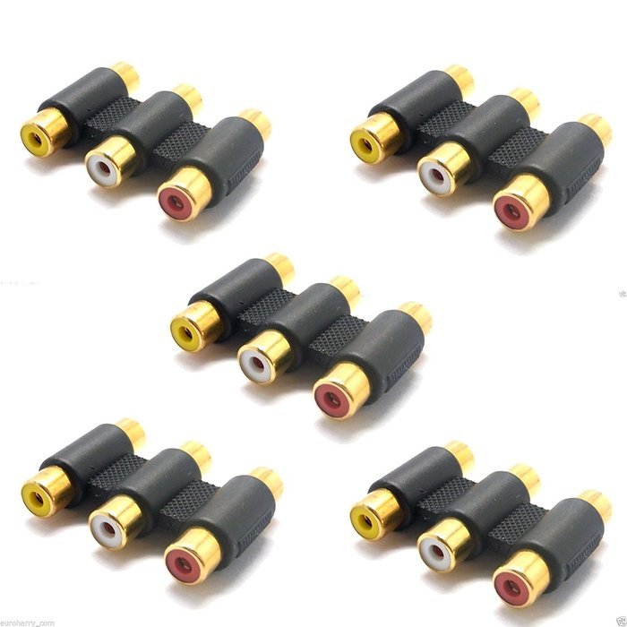 SIENOC 10 Pics RCA Female to Female AV Coupler Joiner Extender N4