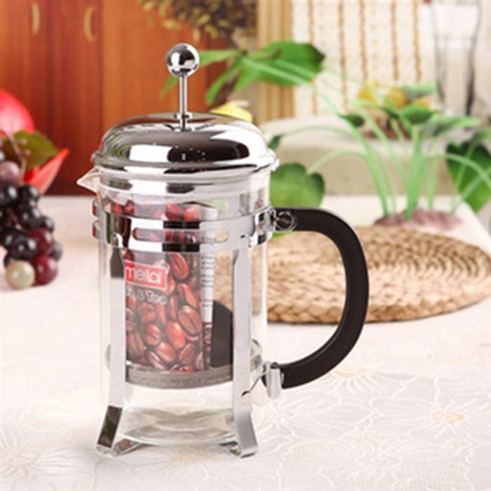 HILISS French Press Coffee Maker with Stainless Steel Plunger & Heat Resistant Glass, Chrome 34 oz.