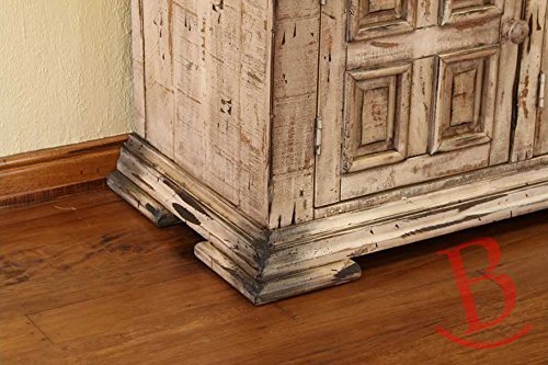 Rustic 83" Nathaniel Old Linen TV Stand Western Style Real High Quality Wood N3