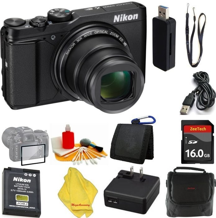 Nikon COOLPIX S9900 Digital Camera with 30x Optical Zoom and Built-In Wi-Fi (Black) + Case+16 GB Card+Reader +...