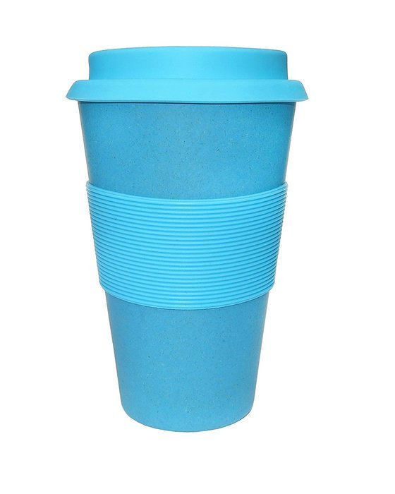 Ecoffee Organic Bamboo Fibre Reusable Coffee Cup Aqua 400ml