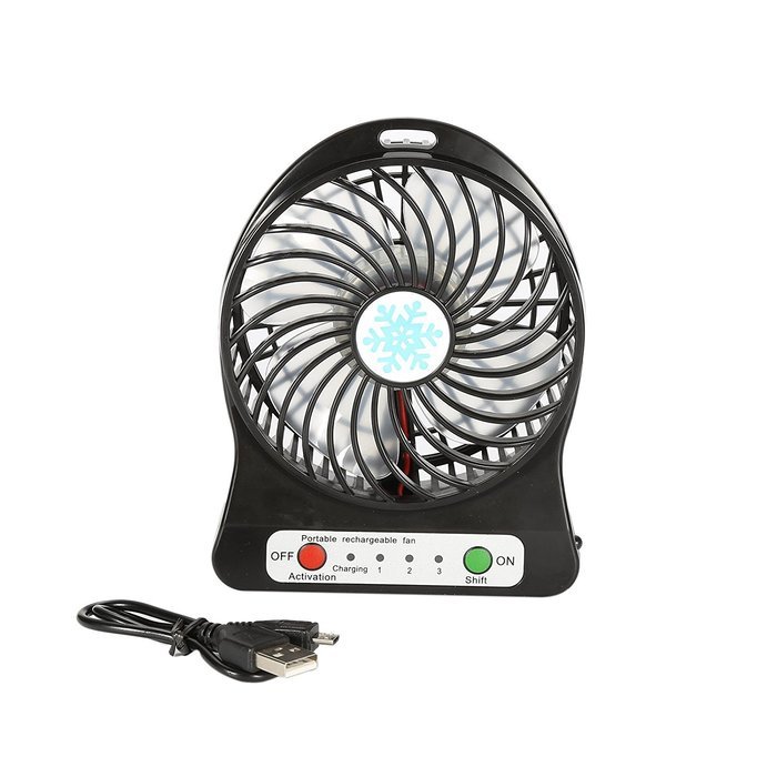 Portable Mini Table Fan with LED Light SiFree 3 Speeds Rechargeable Desktop Air Cooler (White) N13