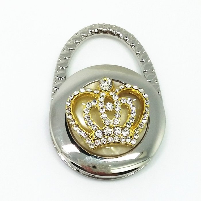 QTMY Rhinestone Imperial Crown Foldable Purse Hanger Table Handbag Hook