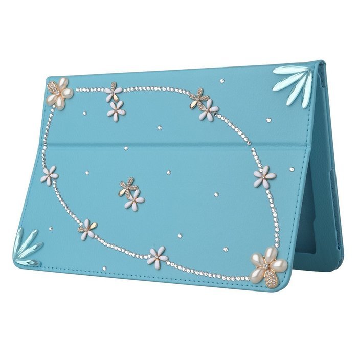 KAKA(TM) 3D Handmade Rhinestone Crystal PU Leather Stand Folding Protective Tablet Case Cover For Acer Iconia... N27