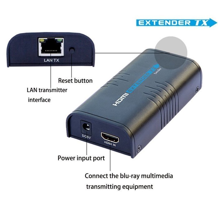 KOOKYE HDMI Extender LKV373A V3.0 RX Receiver Over Single Cat5/5e/6 Ethernet Cable Up To 390 Feet Supports 1080P... N24