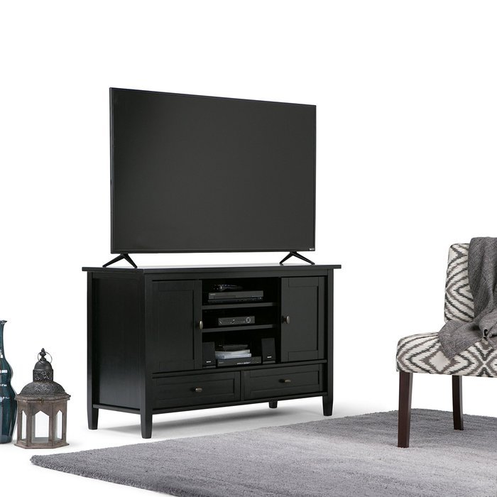 Simpli Home Warm Shaker TV Media Stand for TVs up to 52", Honey Brown