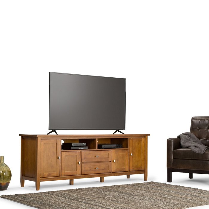 Simpli Home Warm Shaker TV Media Stand for TVs up to 52", Honey Brown N3