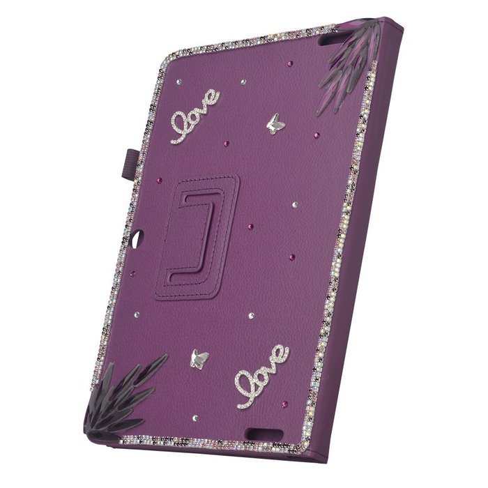 KAKA(TM) 3D Handmade Rhinestone Crystal PU Leather Stand Folding Protective Tablet Case Cover For Acer Iconia... N41