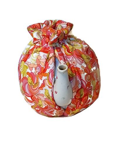 Teapot Cozy, tea warmer with Yellow birds and Orange, Red paisley on white for a 5-8 cup teapot #315 N2