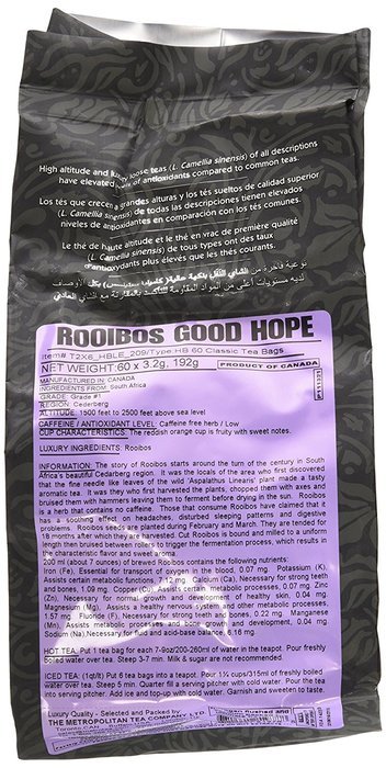 Metropolitan Tea 60 Count Classic Teabags, Rooibos Good Hope N3