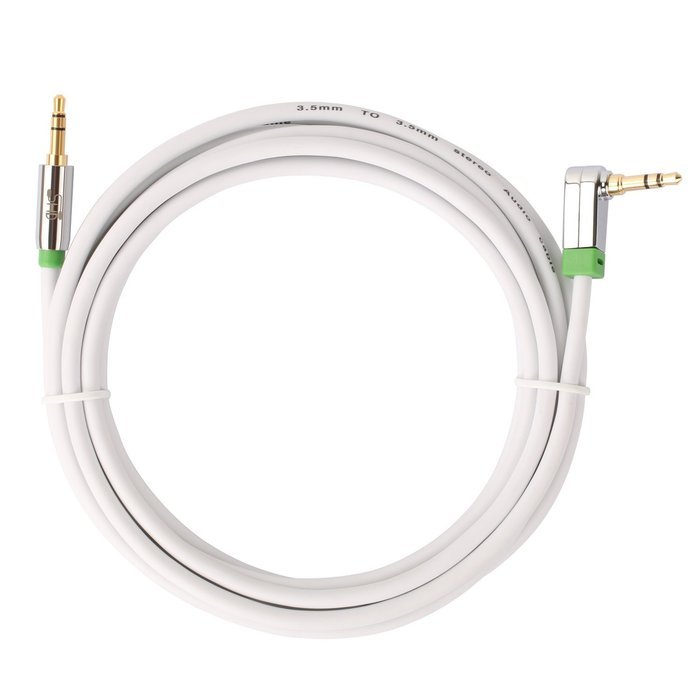 Super HD 3.5mm Aux Stereo Audio Cable Angled Male Type 24K Gold Plated Step Down Design Metal Connectors with... N20