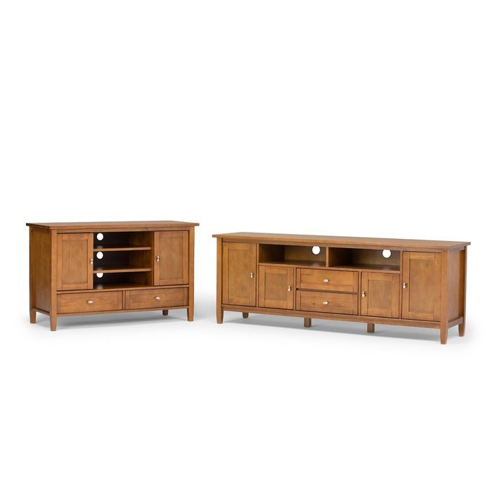 Simpli Home Warm Shaker TV Media Stand for TVs up to 52", Honey Brown N5