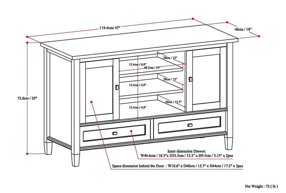 Simpli Home Warm Shaker TV Media Stand for TVs up to 52", Honey Brown N6