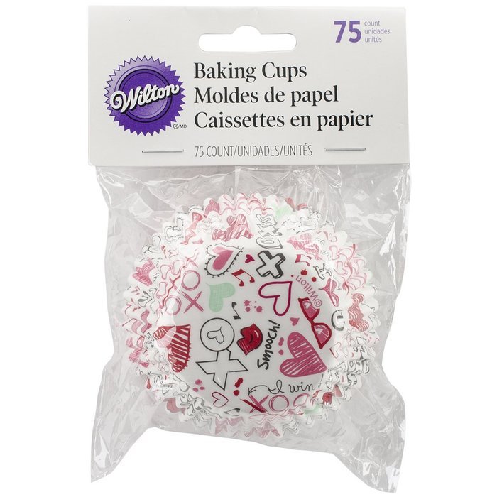 Wilton 415-2798 75 Count Valentine's Day Doodles Baking Cups, Assorted