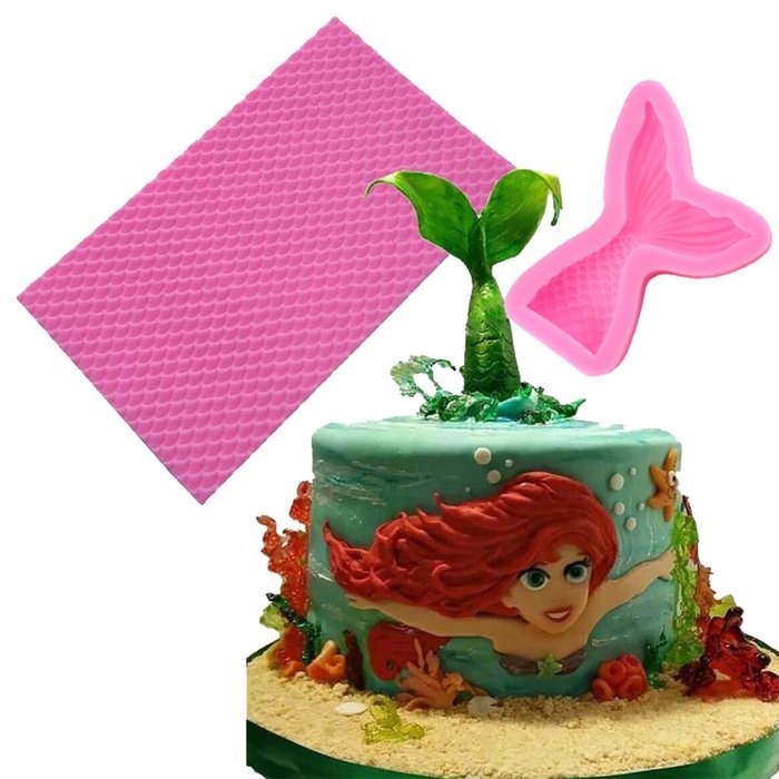 Mujiang Mermaid Scales Mat Silicone Jelly Sugar Chocolate Fondant Molds Mermaid Tail