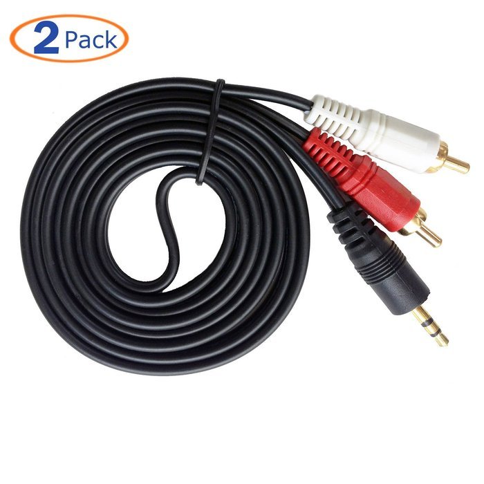 Conwork 2-Pack Gold Plated 3.5mm Stereo Male to Two RCA Male Splitter Extension Cable for Audio Video AUX Port... N3