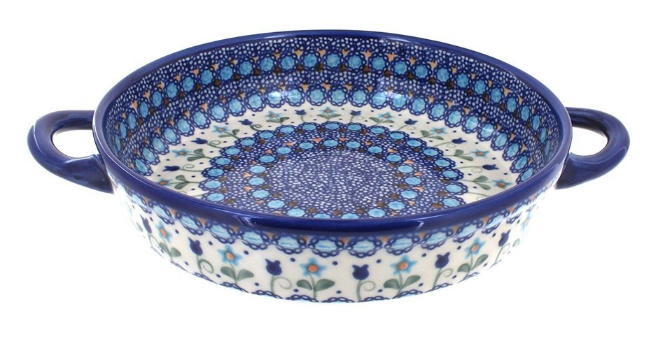 Polish Pottery Savannah Small Round Baker with Handles