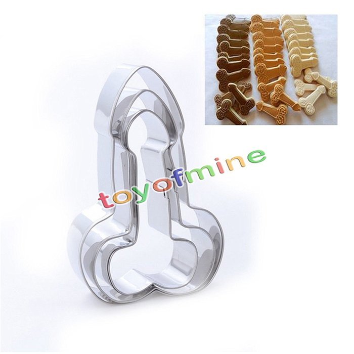 3Pcs Stainless Steel Penis Cookies Cutter Baking Biscuit Fondant Cake Mold Set