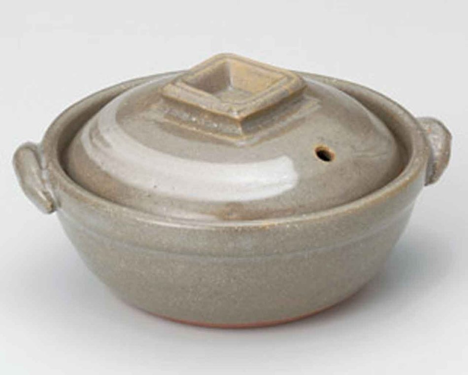 White-Brush for 1-2 persons 5.5inch Donabe Japanese Hot pot Grey Ceramic Made in Japan