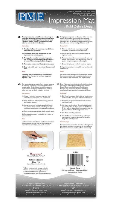 PME Bold Zebra Design Impression Mat, One Size, Transparent N2
