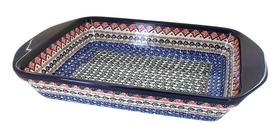 Polish Pottery Blue Horizon Extra Large Rectangular Baker