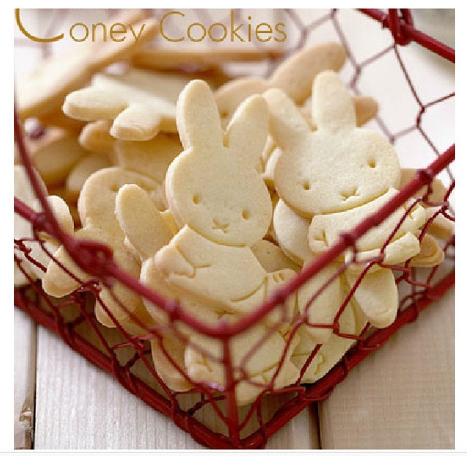 HAKSEN 1Set(2Pcs)-Cute Miffy Rabbit Decorating Cookie Cutter-Pink ,Cute Rabbit Shaped Versatile Plastic Food Moulds...