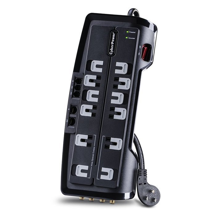 CyberPower CSHT808TC Home Theater 8Outlets Surge Suppressor 8FT Cord and AV protection 2850