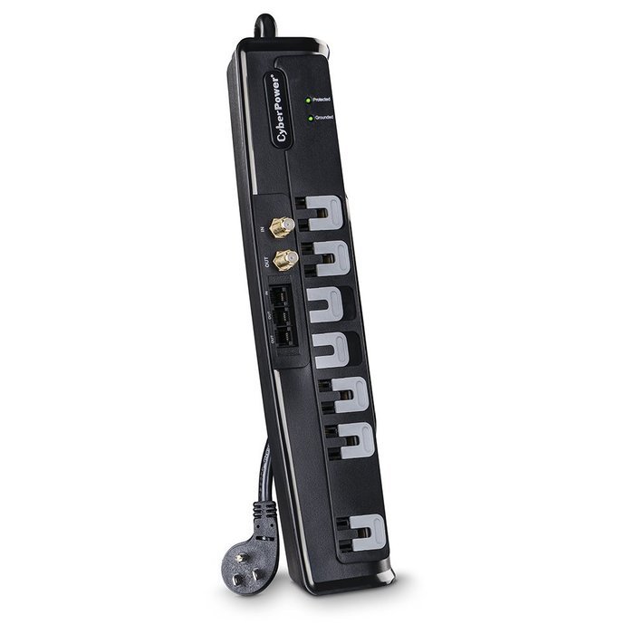 CyberPower CSHT808TC Home Theater 8-Outlets Surge Suppressor 8FT Cord and AV protection 2850 Joules N10