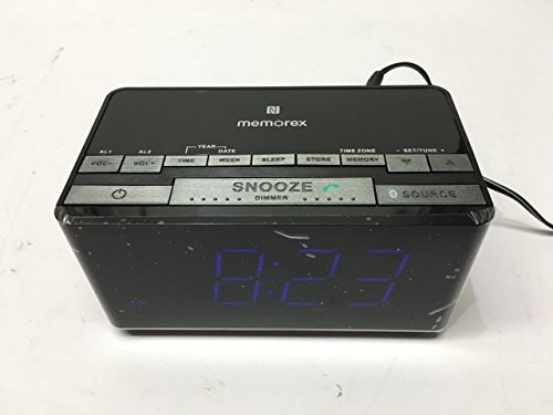 Memorex MC5550 InteliSet NFC Bluetooth Clock Radio + Auxilliary, USB Charging Port + Hands Free Microphone Bluetooth... N4