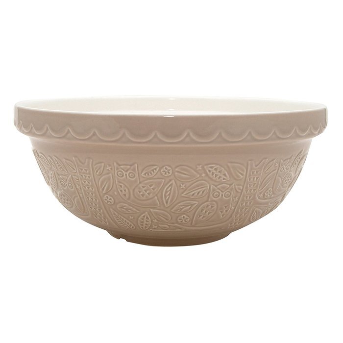 Mason Cash In The Forest Owl Embossed Mixing Bowl, Stone, 2.85-Quart, 10-1/4 by 10-1/4 by 4-3/4 Inches