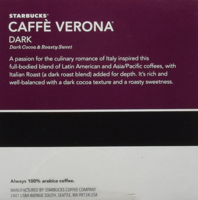 Starbucks Caffe Verona Dark, K-Cup for Keurig Brewers, 96 Count